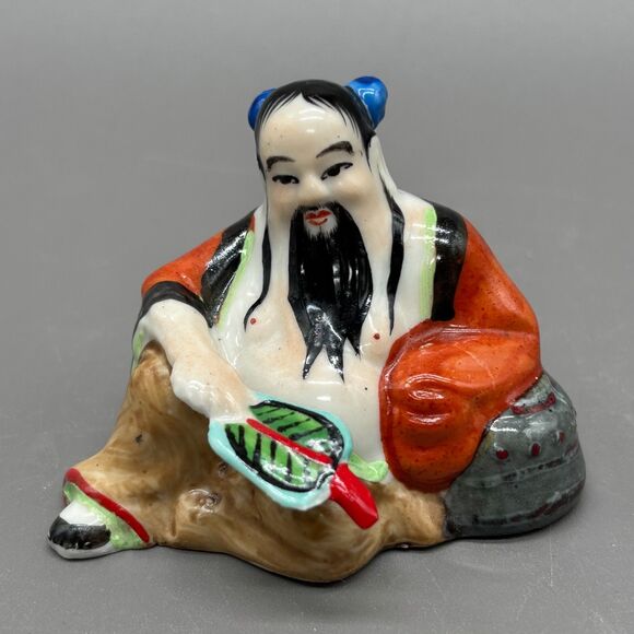 Chinese Porcelain Figurine Eight Immortals Taoist Vintage 1960s Zhongli Quan 3" - Picture 1 of 7